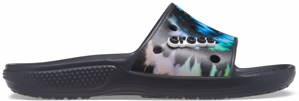 Crocs Classic Slip On Tie Dye Graphic Pool Sandals Slide Black Multi Mens 12 NWT Crocs Classic Marbled Slide Sandals Clog Tie Dye White Black  main image 2