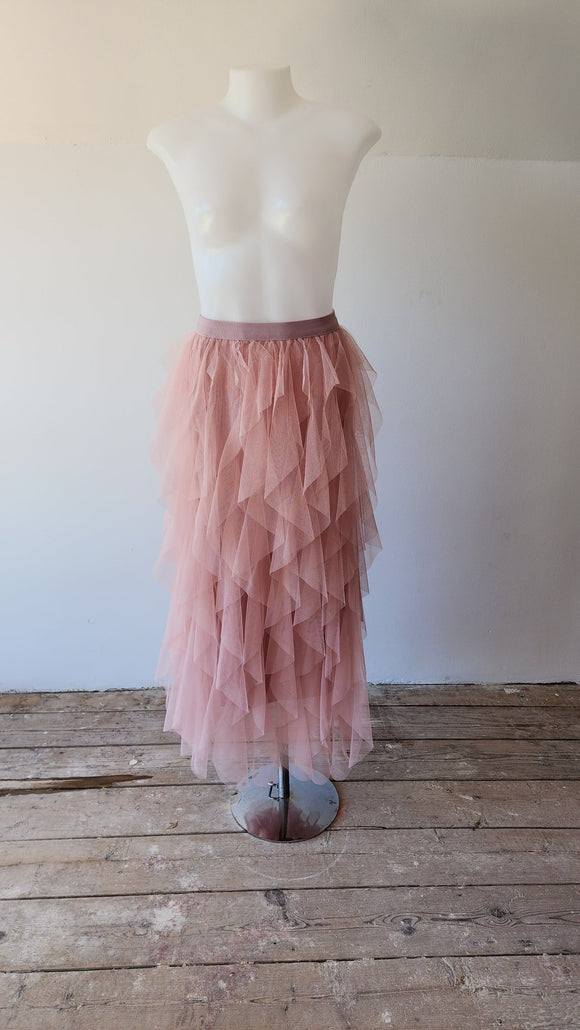 Dirty Pink Layered Tulle Midi Skirt - Kwaitokoeksister South Africa