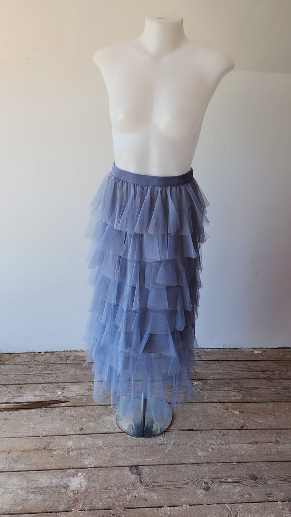Dove Blue Layered Tulle Midi Skirt - Kwaitokoeksister South Africa
