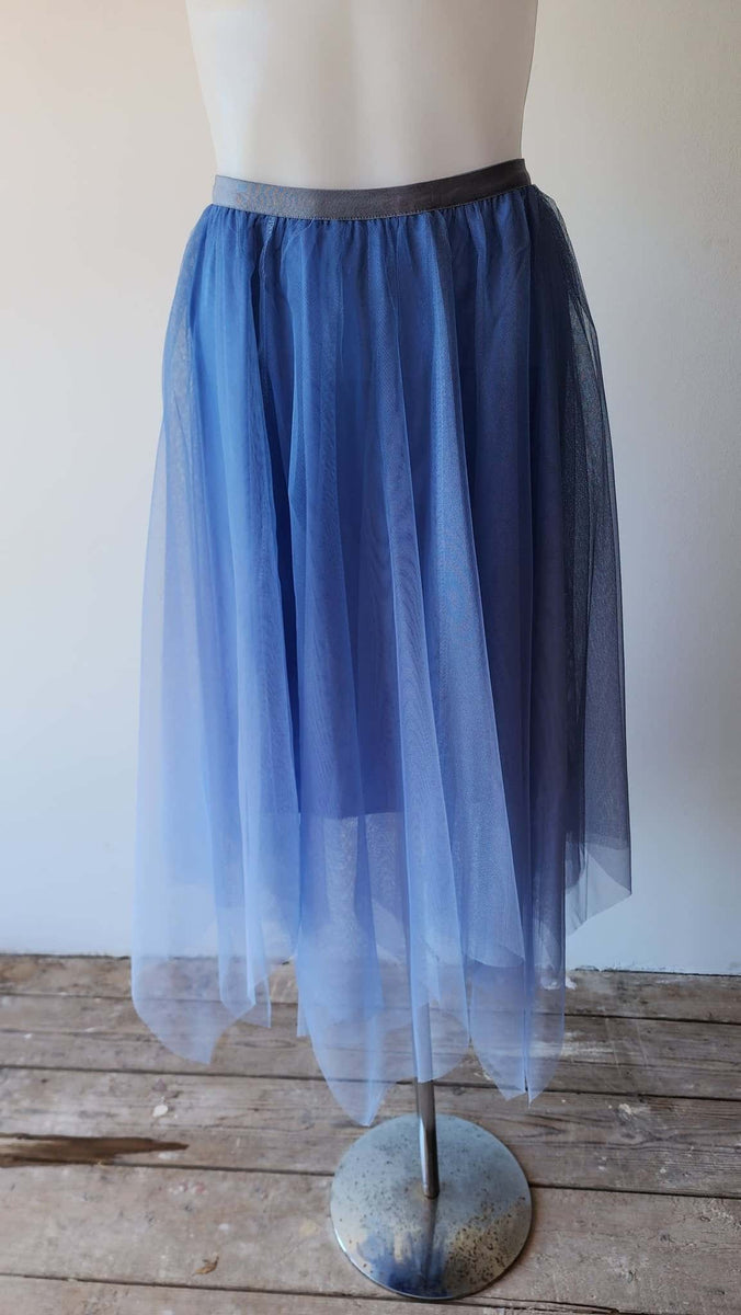 Light Blue ombre Tulle Midi Skirt