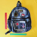 Recycled Denim Big Backpack with patches