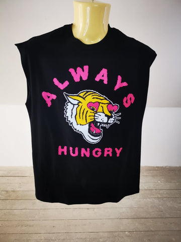 Always Hungry Cut-Off Black Tee