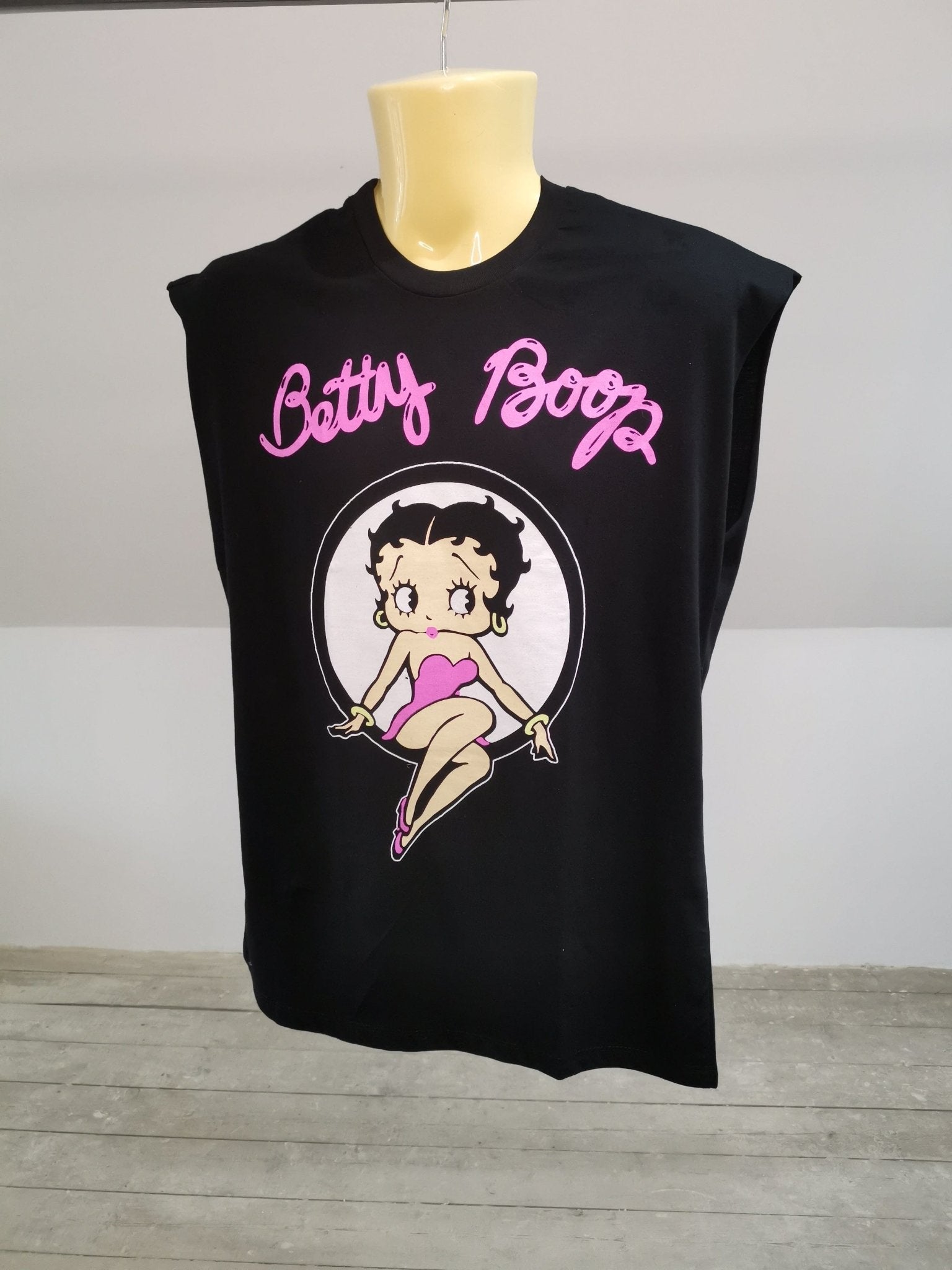 Betty Boop Black Cut-Off Black Tee