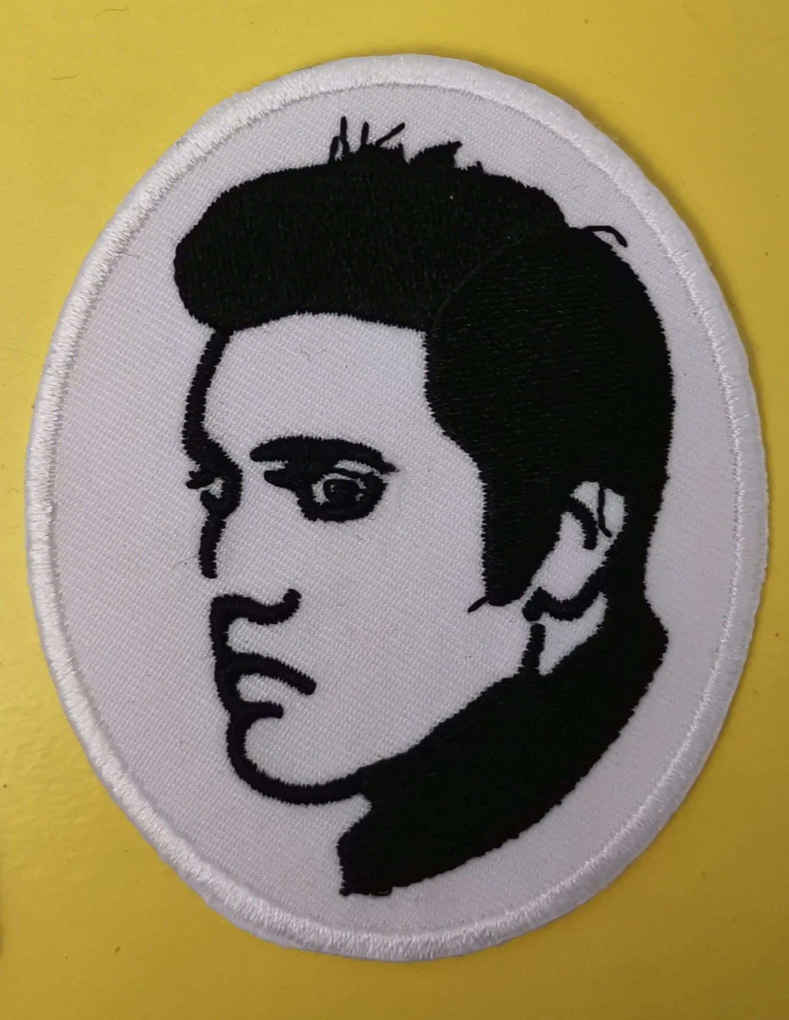 Elvis White Embroidered Iron on Patch