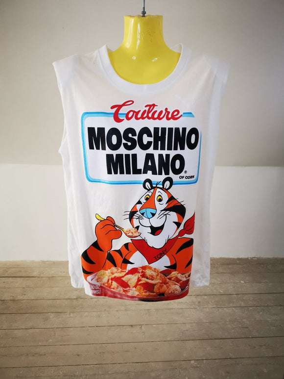 Frosties Moschino Shoulder pad White Tee - Kwaitokoeksister South Africa