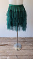 Green Layered Tulle Mini Skirt