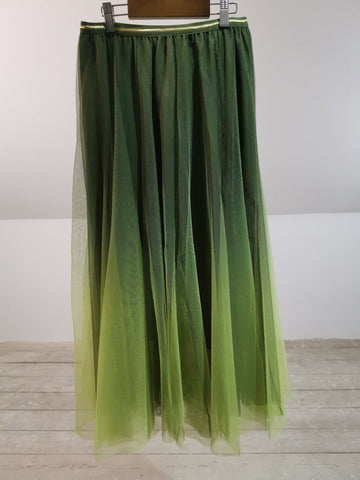 Green Ombre Tulle midi Skirt