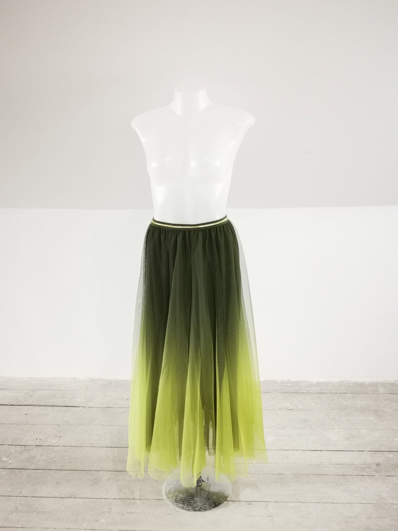 Green Ombre Tulle midi Skirt