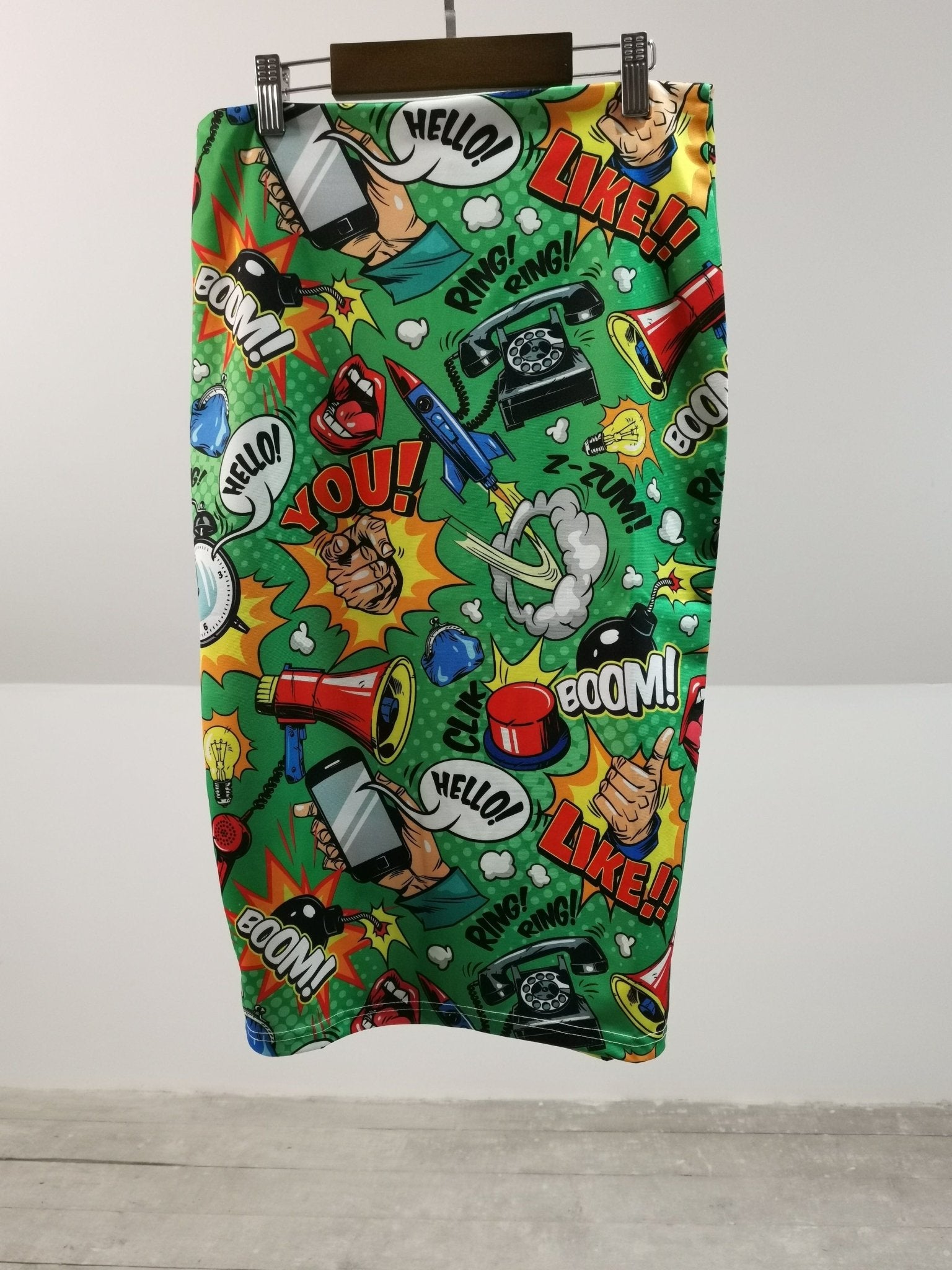 Green Pop Art Pencil Skirt