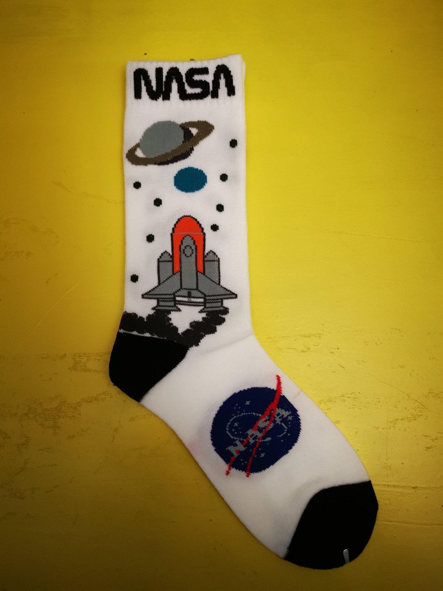 NASA Rocket White Socks