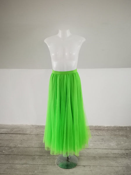 Green midi tulle skirt best sale