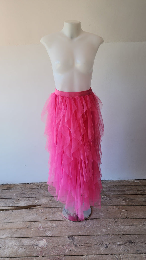Neon Pink Layered Tulle Midi Skirt - Kwaitokoeksister South Africa