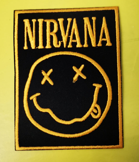 Nirvana Square Yellow border Embroidered Iron on Patch - Kwaitokoeksister South Africa