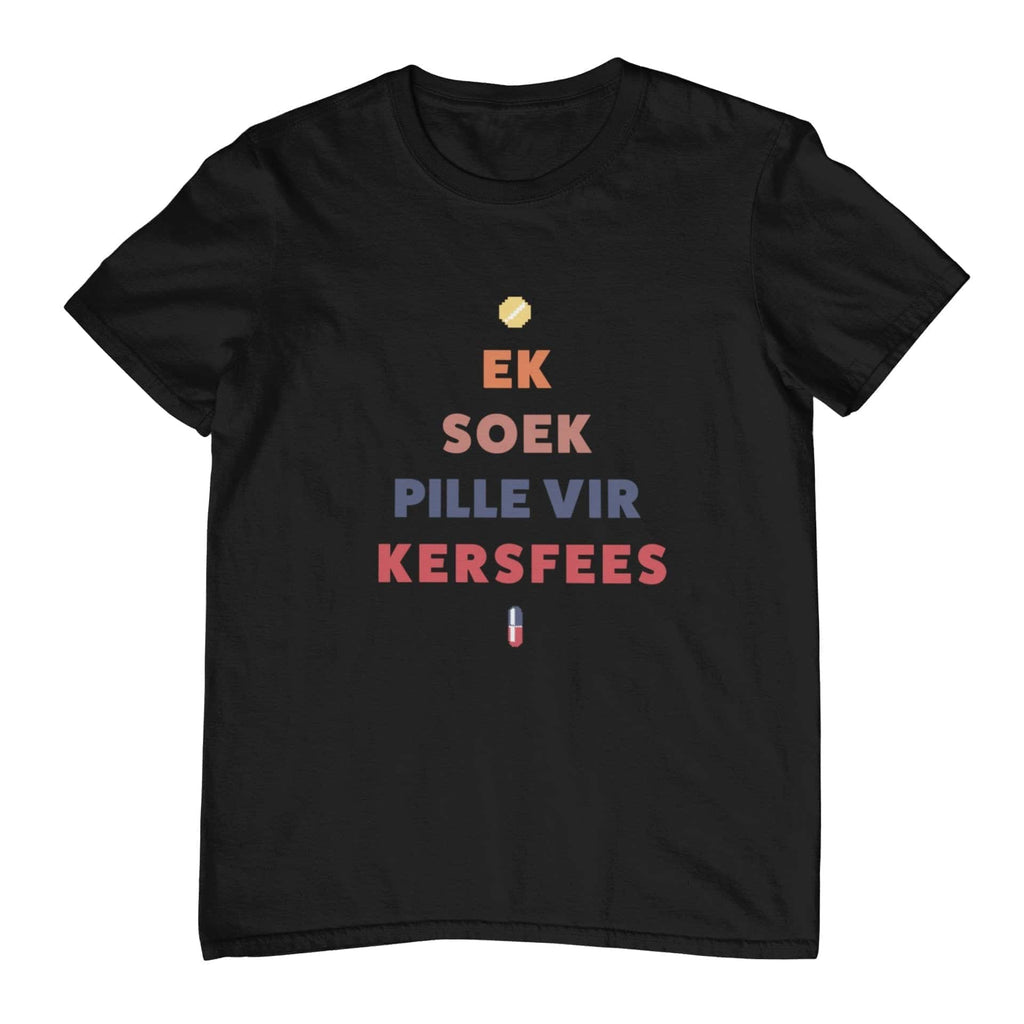 Pille vir Kersfees Black T-Shirt - Kwaitokoeksister South Africa