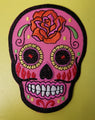 Pink Skull Embroidered Iron on Patch