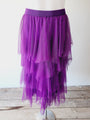 Purple Layered Tulle Midi Skirt