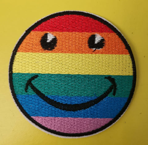 Rainbow face Embroidered Iron on Patch