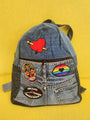 Recycled Denim Backpack small with patches