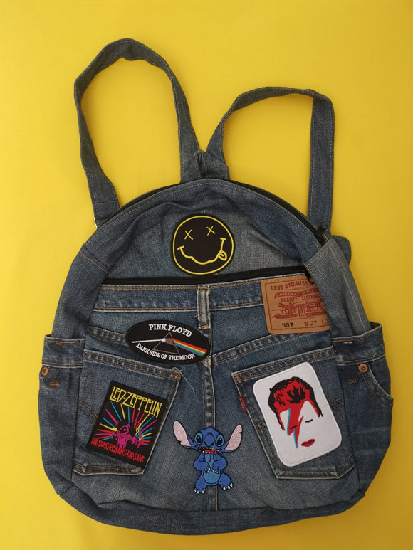 Recycled Denim Backpack with patches - Kwaitokoeksister South Africa