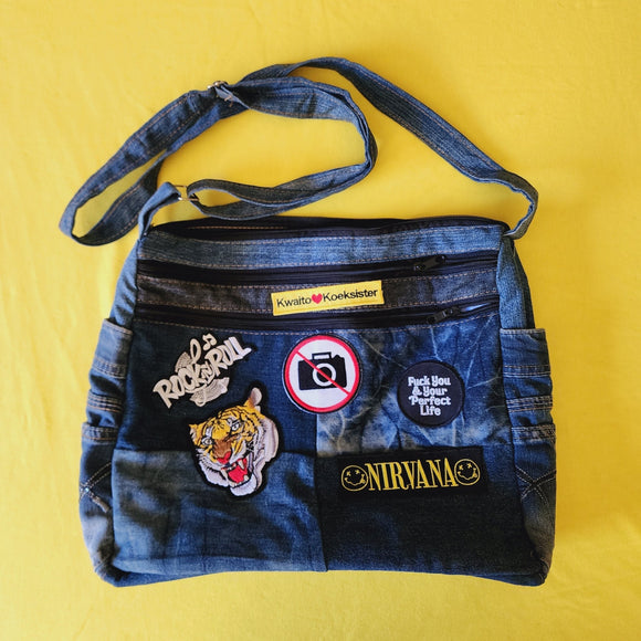 Recycled Denim bag with patches - Kwaitokoeksister South Africa