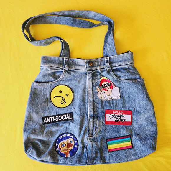 Recycled Denim Big bag with patches - Kwaitokoeksister South Africa