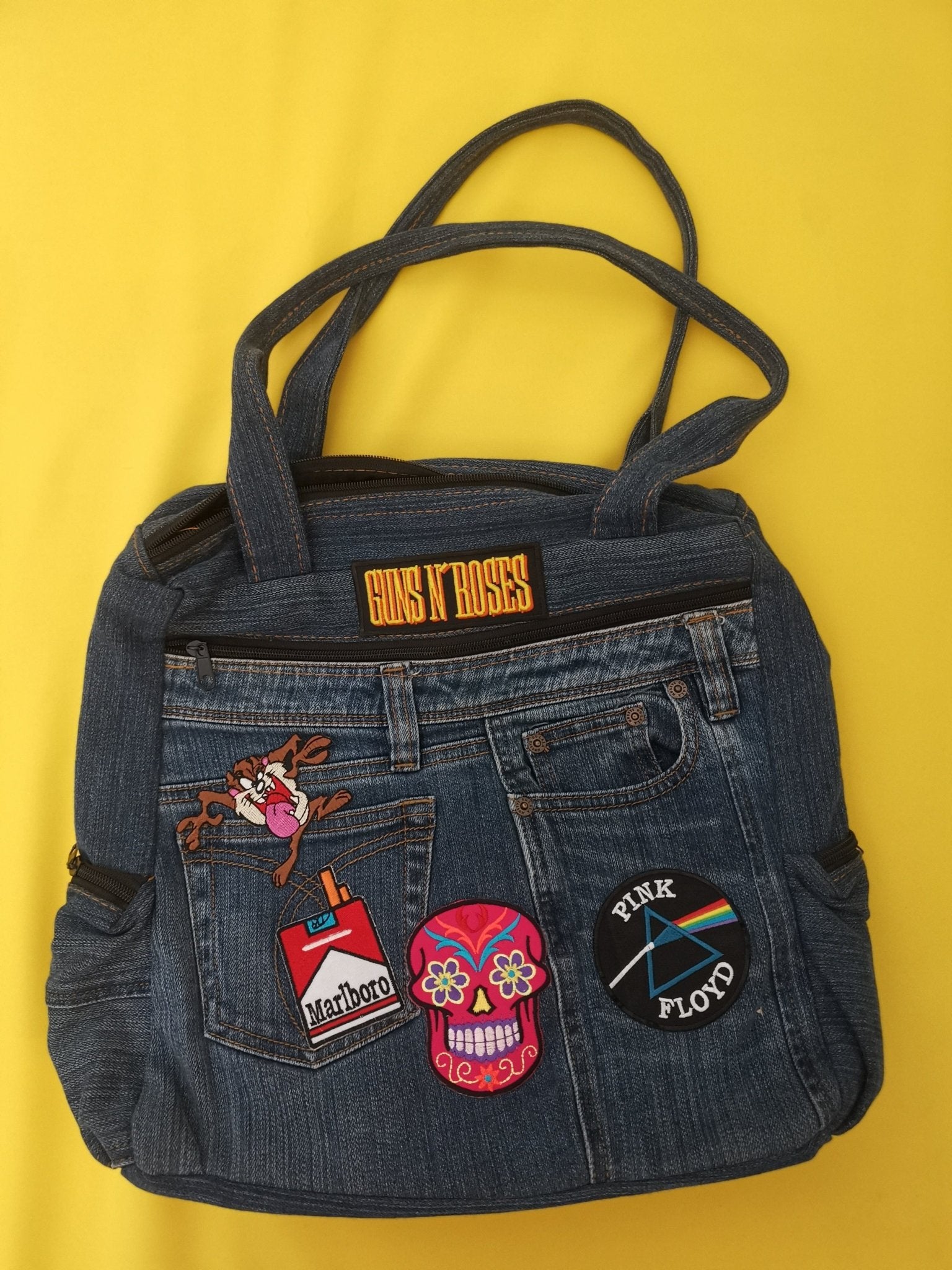 Recycled Denim Handbag with patches