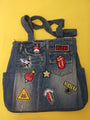 Recycled Denim handbag with patches