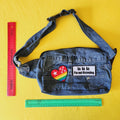 Recycled Denim moonbag with patches