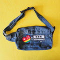 Recycled Denim moonbag with patches