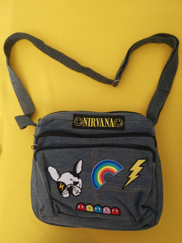 Recycled Denim Slingbag with patches