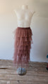 Sand Layered Tulle Midi Skirt