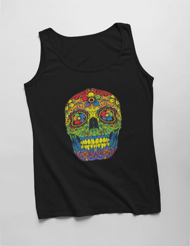 Skull mens cut tank Top