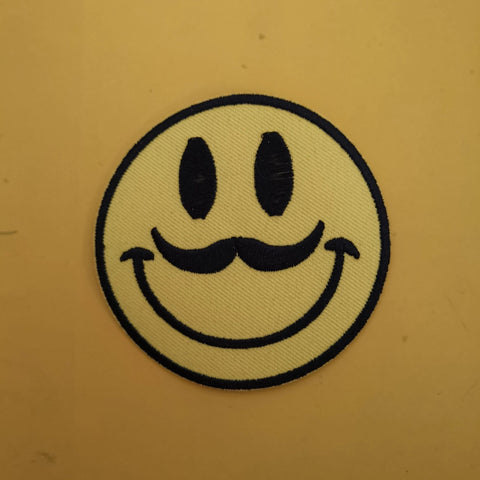 Smiley Moustache Iron on Patch