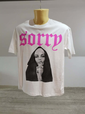 Sorry Nun White Tshirt