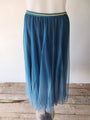 Turquoise ombre Tulle Midi Skirt