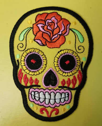 Yellow Skull Embroidered Iron on Patch